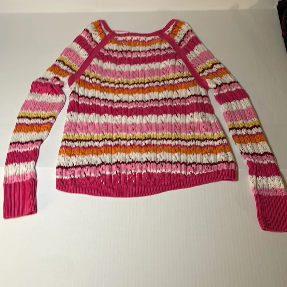Justice multi pink crochet sweater girls size 16